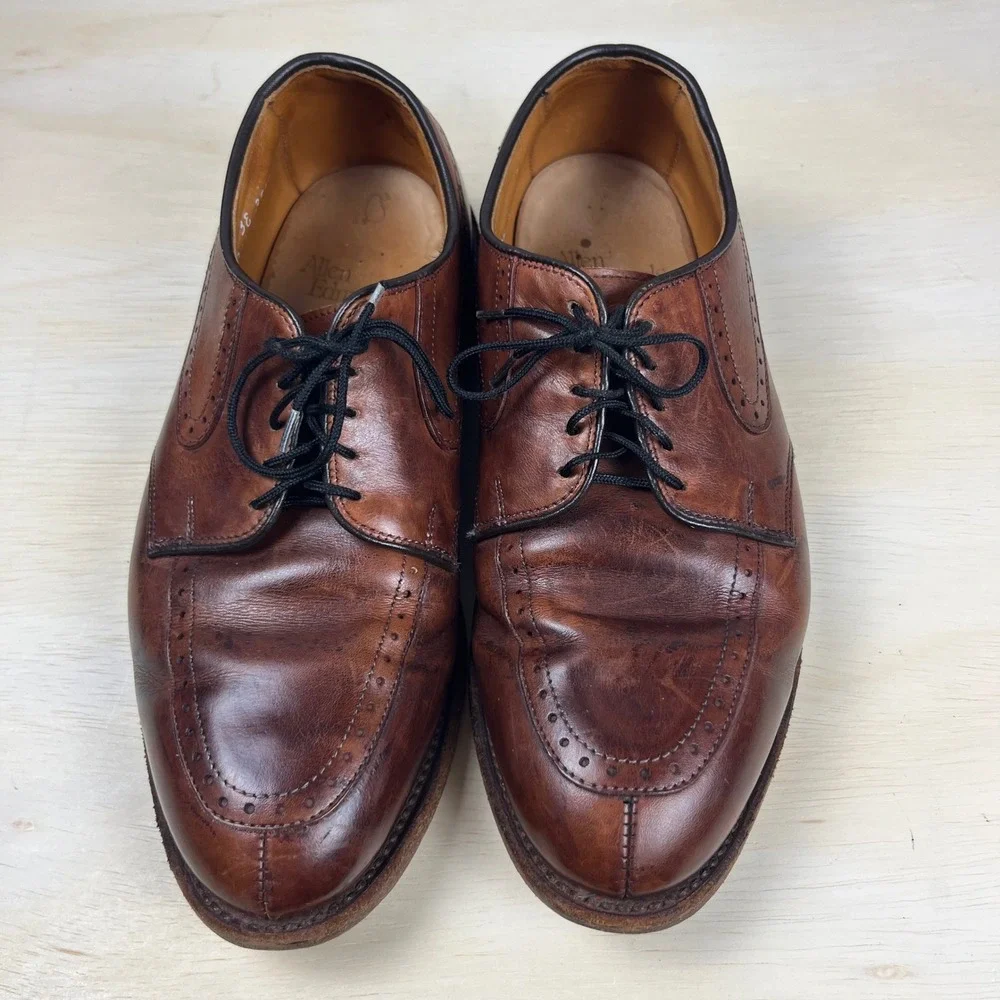 Allen Edmonds Kingsley Brown Leather Split Toe Brogue Derby Shoes Mens 6.5 3E